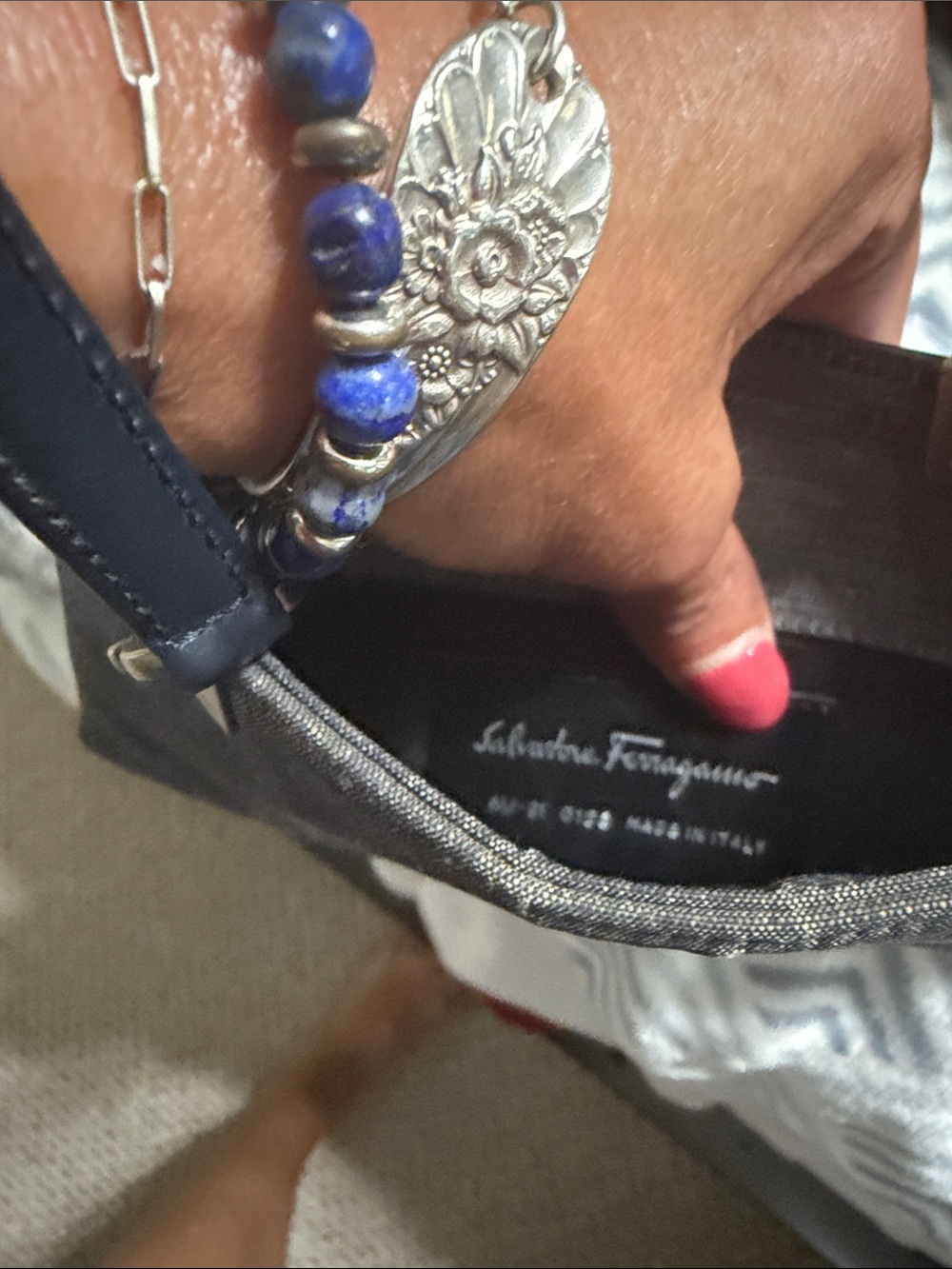 Salvatore Ferragamo vintage metallic canvas north south tote bag AU-210158 - Picture 4 of 16